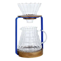 Pour Over Coffee Dripper Stand Coffee Maker Set with Glass Dripper Server Metal Stand Coffee Accessories for Home Outdoor Travel