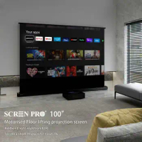 100 inch ALR Projector Screen Motorized Floor Self-Rising 16:9 Projection Screen for 4K Ultra Short Throw Laser Projector