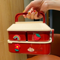 日式便當盒可愛少女學生帶餐具飯盒上班族便攜多層午餐盒ins復古