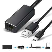 Ethernet Network Card Adapter Micro USB Power to RJ45 10/100Mbps for Fire TV Stick Chromecast Google