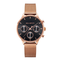 【PAUL HEWITT】德國原廠 38mm 黑面 玫瑰金框 米蘭錶帶 手錶 女錶 母親節(PH002812)
