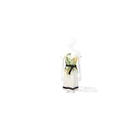 CLASS roberto cavalli 米白色綠黃葉圖騰短袖洋裝(附腰帶)