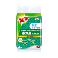 【3M】Scotch-Brite潔力豆海綿菜瓜布(爐具/鍋具專用4片裝)