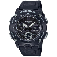 【CASIO 卡西歐】G-SHOCK 碳纖維防護雙顯手錶 畢業 禮物(GA-2000S-1A)
