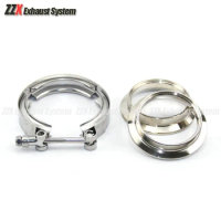 2-4" Stainless Steel 304 Quick Release V Band Clamp With Male Female Flange Exhaust Pipe Clamp Kit