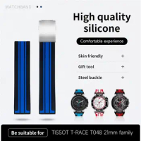 FKMBD For Tissot Strap T048.417 Watch Band T-Race T-Sports Watchbands Bracelet Waterproof Soft Rubber 21mm 20mm Sports Soft