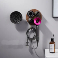 Bathroom Hair Dryer Organizer Holder Stand Wall Mounted Copper Wood Hair Dryer Dyson Supersonic Hair Dryer Storage Rack
