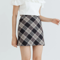 [ HYERIES ] Plaid Mini Skirt Purple / Gingham Skirt / Square Skirt / Rok Korea / Rok Kotak Korea / C