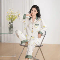 2023 new pajama ice silk suit Xiaohongshu housewear sleepwear gece sikiş silk pajamas for women
