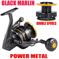 Lurekiller Double Spool Metal Spinning Reel Black Marlin SW4000XG/SW5000XG/6000HG/10000HG 9+1BB 30KG Drag Saltwater Fishing Reel