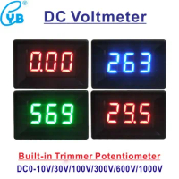 YB21 DC Voltmeter DC 0-10V 0-30V 0-100V 0-300V 0-600V Mini Voltage Meter 3-Wire 0.36'' Digital LED Volt Panel Meter Volt Tester