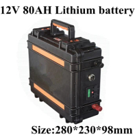 Waterproof 12v 80ah Lithium Ion Battery 12v 70ah Li Ion Batteria 18650 USB Port for Light Backup Power Fishing UPS + 10A Charger