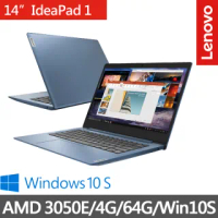 【Lenovo】IdeaPad Slim 1 14吋輕薄筆電-冰河藍 82GW007ATW(AMD 3050E/4G/64G/Win10S)