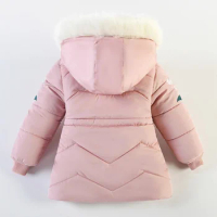 Fleece Winter Hood Warmth Fur Padded Baby Girls Snow Coats Kids Therme Parka Children Outfits Zip Jackets 2-7 Yrs
