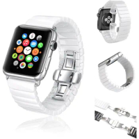 Ceramic Link Bracelet for Apple Watch Series 9 8 7 6 5 SE 4 3 Band iWatch Ultra 2 49mm 45mm 41mm 44mm 40mm 42mm Butterfly Strap