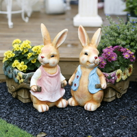 創意頂樓卡通造型小兔子大口徑花盆園藝裝飾庭院花園擺件陽臺布置