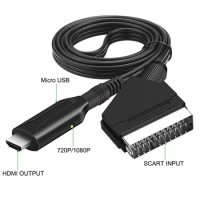 1080P SCART to HDMI-compatible Video Audio Upscale Converter Signal Adapter HD Receiver DVD TV Plug and Play