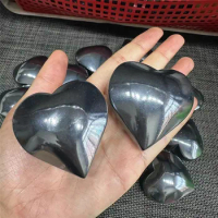 High Quality Carving Gemstone Crystal Love Heart Crafts Gray Terahertz Heart Shaped Stone For Decor