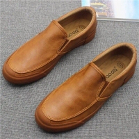 HOTหรูหรารองเท้าแตะผู้ชาย PU หนังผู้ชาย Loafers Handmade ออกแบบรองเท้าผ้าใบรองเท้าผู้ชายลื่นขี้เกียจ
