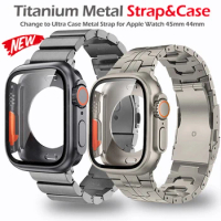 Titanium Metal Strap Case For Apple Watch 44mm 45mm 41mm 40mm Full Coverage Case Band Bracelet for iWatch series 8 7 6 SE 5 4 3