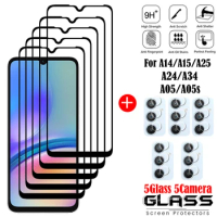 Full Cover Full Glue Tempered Glass For Samsung Galaxy A14 A15 A25 A24 A34 5G Screen Protector For Samsung A05 A05s Camera Film