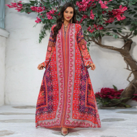 Modern Baju Kurung / Abaya / Jubah Printed Robe, Beach Cover-up, Bohemian Fashion Dress, Raya Outfit
