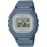【CASIO 卡西歐】莫蘭迪色系電子樹脂腕錶/藍(W-218HC-2A)