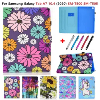 Flower Gils Kids Case for Samsung Galaxy Tab A7 10.4 2020 SM-T500 T505 T500 Painted Cover for Samsung Galaxy Tab A7 Case +Pen