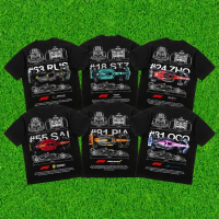 F1 Formula 1 T-shirt Cotton Black Crew Neck Casual JDM-TEE BLACK