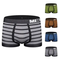 Men Striped Printed Men'S Boxer Shorts Cotton Comfortable Breathable Mid Waist Sexy Stretch Boxer Briefs Sexy Thong Intimates