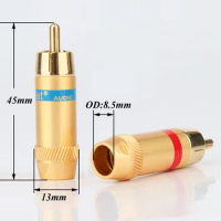 4pcs 24K Gold plated RCA adapter RCA plug Audio RCA cable Audio connector soldering RCA cable connector plug