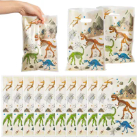 50Pcs Dinosaur Fossil Party Favor Bags Roar Treat Candy Bags Little Dino Themed Plastic Bag T-Rex Jungle Gift Bag Party Supplies