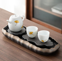 茶盤家用日式粗陶干泡盤禪意儲水小型兩人用簡易茶海陶瓷茶台壺承