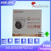 Original HIK 8MP ColorVu Acusense Turret IP Camera DS-2CD2387G2-LU Built-in Mic SD Card slot Face Capture Surveillance IP Camera