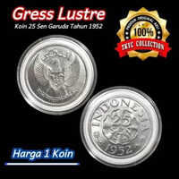 Koleksi Uang Kuno Koin 25 Sen (garuda) Thn 1952 Gress Lustre Original