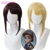 Identity V Gardener Cosplay Emma Woods Cosplay 30cm Brown Yellow Wig Cosplay Anime Cosplay Wigs Heat Resistant Synthetic Wigs
