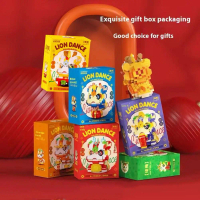 Create Tiny Particle Lion Dance Toys Block Building Toy Cartoon Lion Dance Building Block Set Diy Ha
