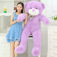 huge lovely plush purple teddy bear toy cute big eyes bow big stuffed teddy bear doll gift about 160cm
