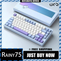 Wob Rainy75 Mechanical Keyboard Aluminum Alloy Tri Mode Bluetooth Wireless Hot Swap Gasket Rgb Gaming Keyboard Man Woman Gifts