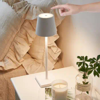 LED Table Lamp USB Rechargeable Hotel Desk Lamps Study Reading Touch Light Luxury Modern Restaurant Bedside Bar Decor Lights