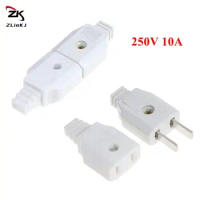 US American 2 Flat Pin AC Electric Power Male Plug Female Socket Outlet Adapter Wire Extension Cord Plug Adaptor