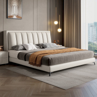 科技布軟靠床現代簡約北歐輕奢床雙人床主臥1.8米婚床儲物床
