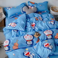 鋪棉被套 棉被套 床包組雙人四件套 床組四件套 哆啦A夢卡通被套四件套宿舍三件套藍胖子床單機器貓ins款