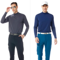 【Lynx Golf】男款合身版保暖抗靜電石墨烯材質袖口印花內搭式長袖POLO衫(二色)