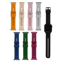 Apple Watch 全系列通用錶帶 蘋果手錶替用錶帶 矽膠錶帶-紫紅/芒果黃/淺粉/淺灰/深綠/深藍/黑/古董白色