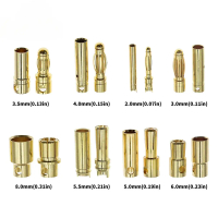 RC Pin, Bullet Banana Plug, Mạ Vàng, Đầu Nối Bullet Banana Nam Và Nữ Chất Lượng Cao, Có Kích Thước 2