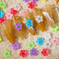20PCS 8MM 3D Acrylic Daffodil Flowers Nail Art Rhinestone Charms Accessories Parts For Nails Decoration Supplies Materials
