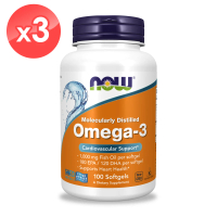 NOW Foods Omega-3魚油膠囊x3瓶(100顆/瓶)