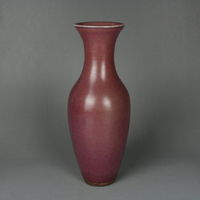 晚清民窯玫紅釉花瓶 古玩陶瓷古董瓷器仿古老貨收藏民間手工擺件