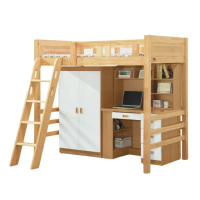 【MUNA 家居】彼特3.5尺高架床/含衣櫃書桌(單人床 床架 多功能 櫥櫃 置物 收納)